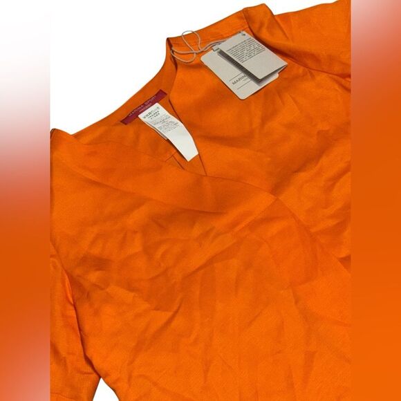 NWT women’s MARINA RINALDI SPORT Orange linen blend flare midi dress size 14 - Picture 5 of 11